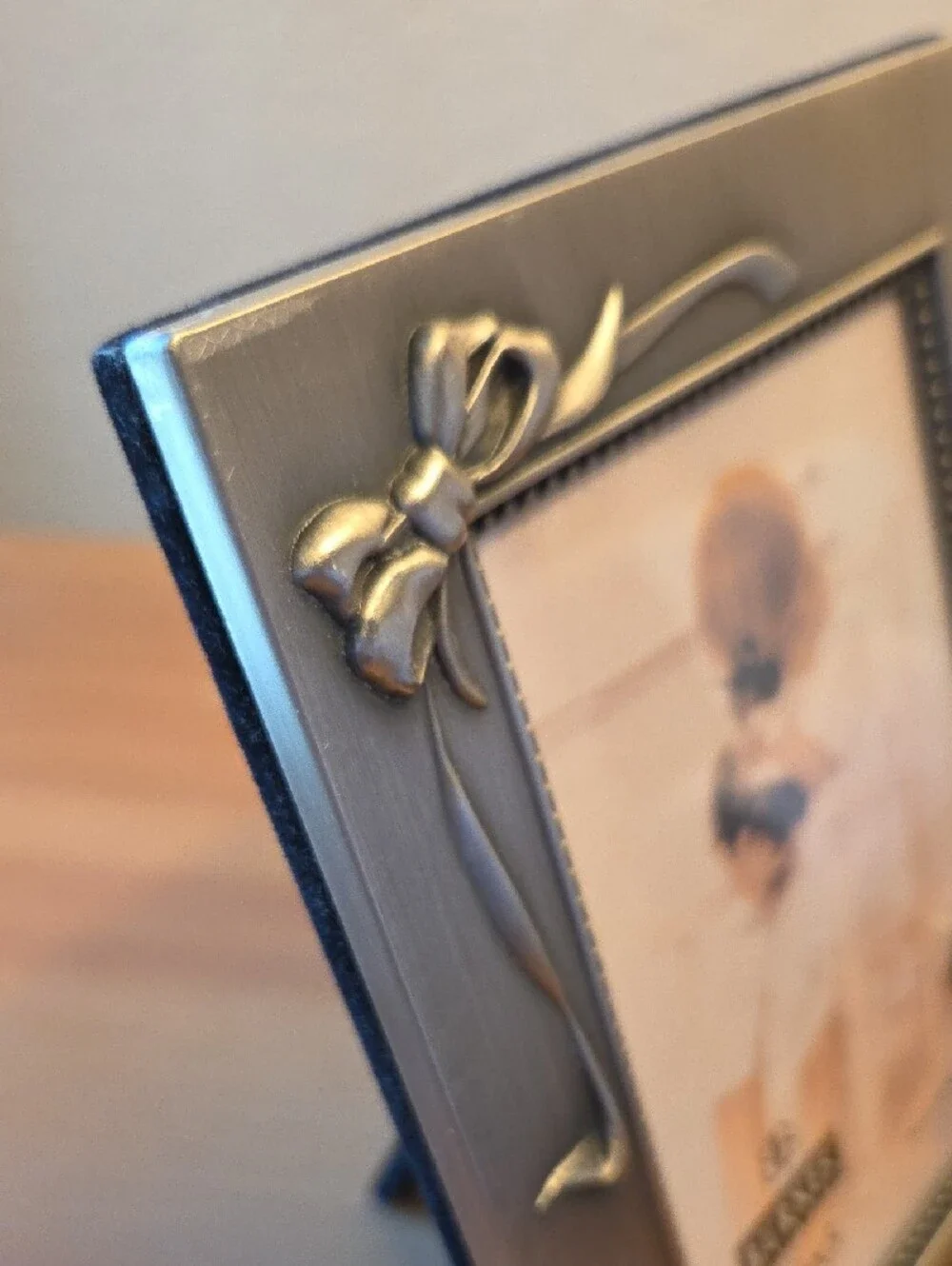Silver Brushed Metal Teddy Bear Picture Frame - 3½x5